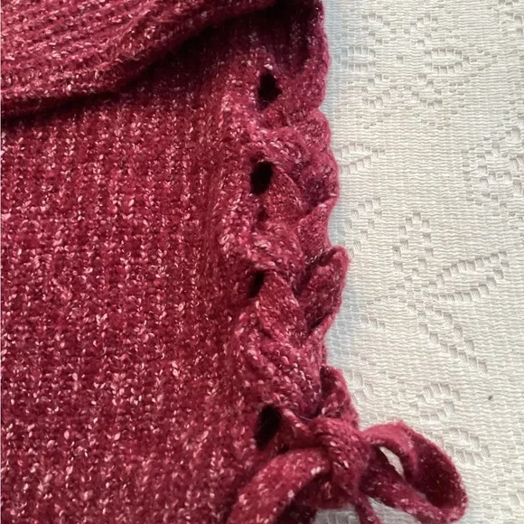 John + Jenn Heather Wine Sweater with Lacings - Picture 2 of 6